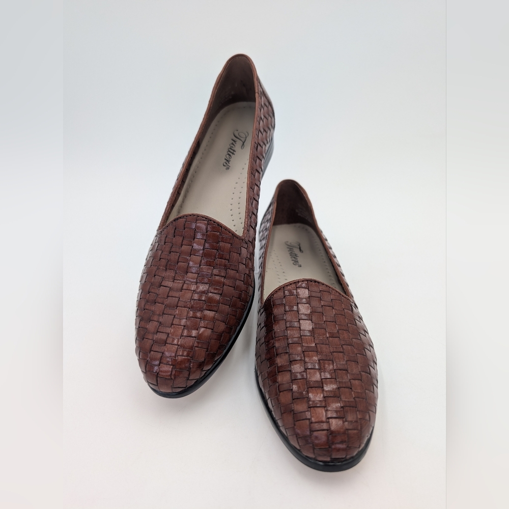 Trotters Women's US Size 8.5N / EU 39 Loafers Brown Woven Leather Uppers Flats - Picture 8 of 17